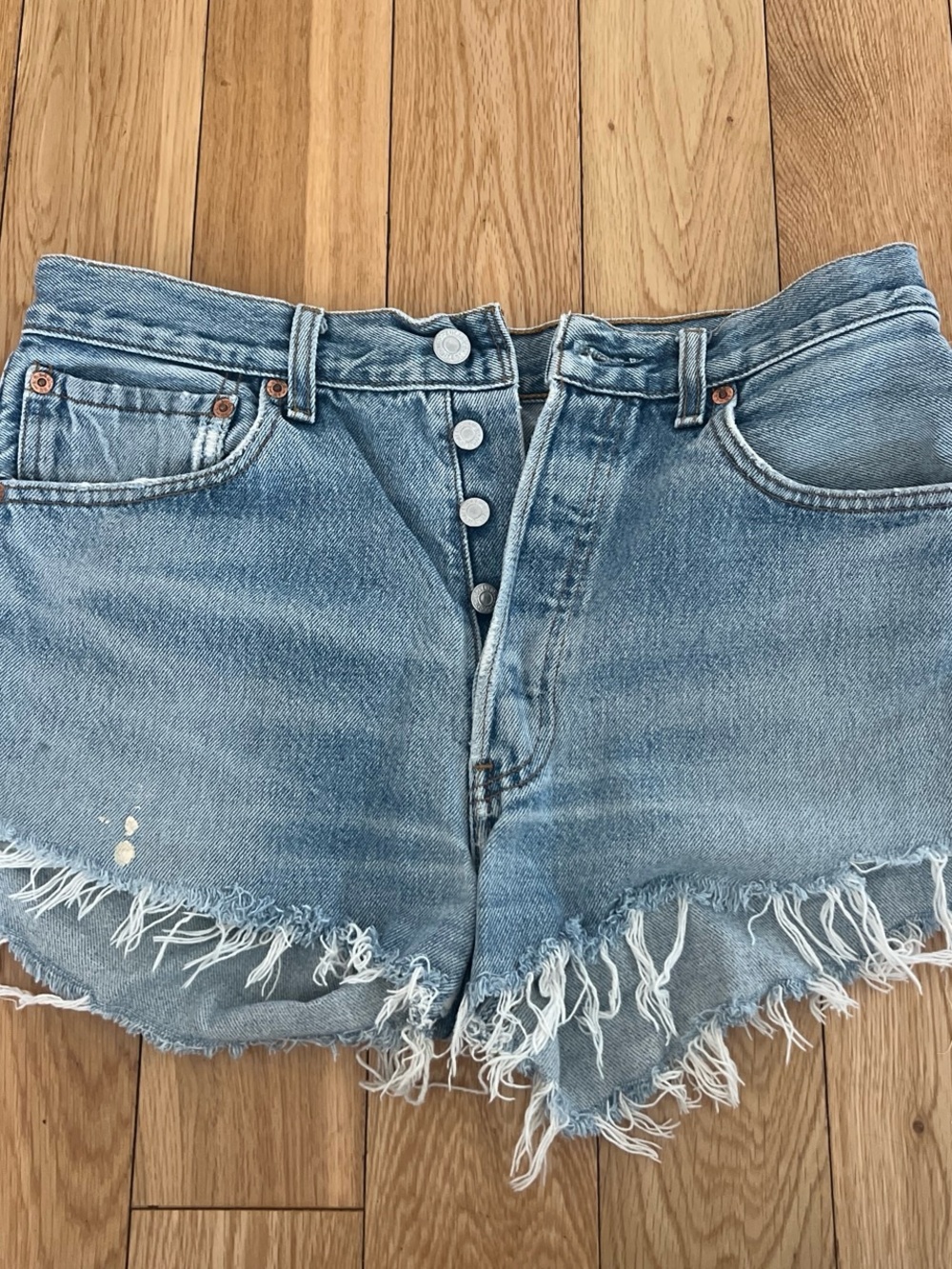 Women’s Distressed Denim Shorts - Light Blue